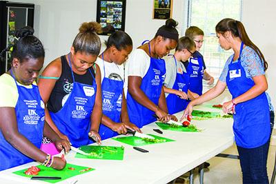 Kids prepping food